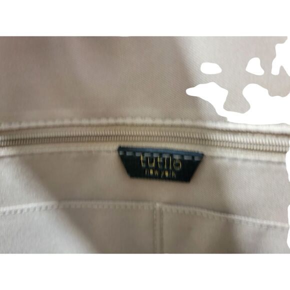 Tutilo Tan Black 15" Laptop Tablet Leather Pebbled Tote Bag - Picture 12 of 13